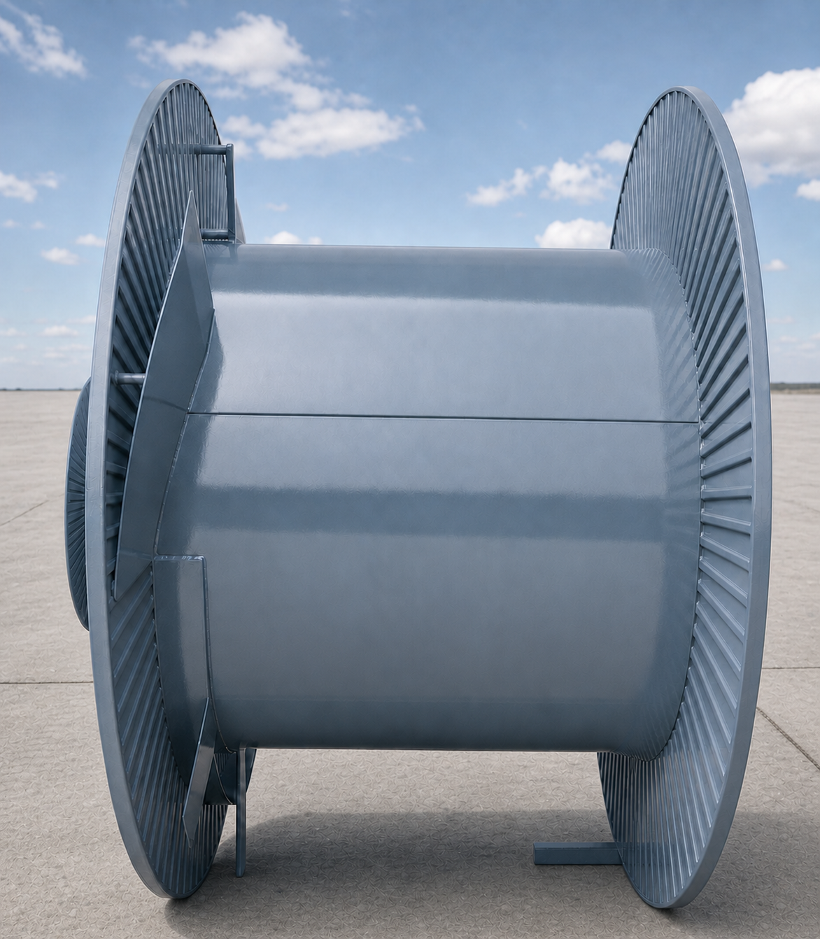 Steel cable drum with cable guides